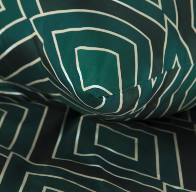 Zelené posteľné obliečky - geometrický vzor