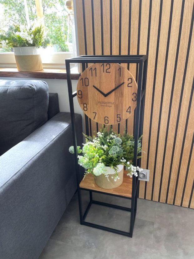 Štýlové dubové hodiny s robusným kovovým rámom 100 cm