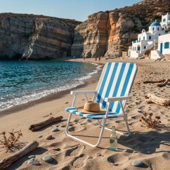 Zložljiv plažni stol s črtastim vzorcem