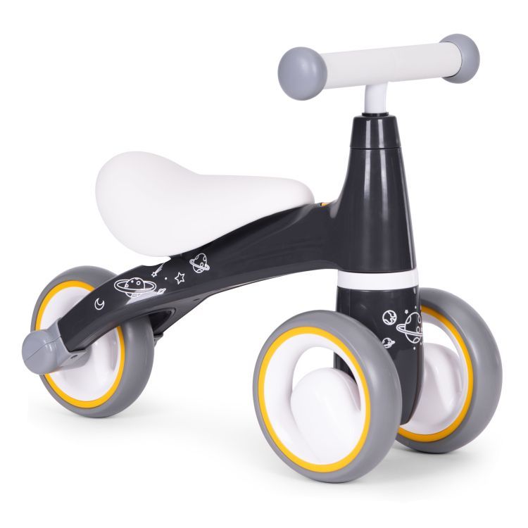 Monopattino per bambini in nero con design spaziale