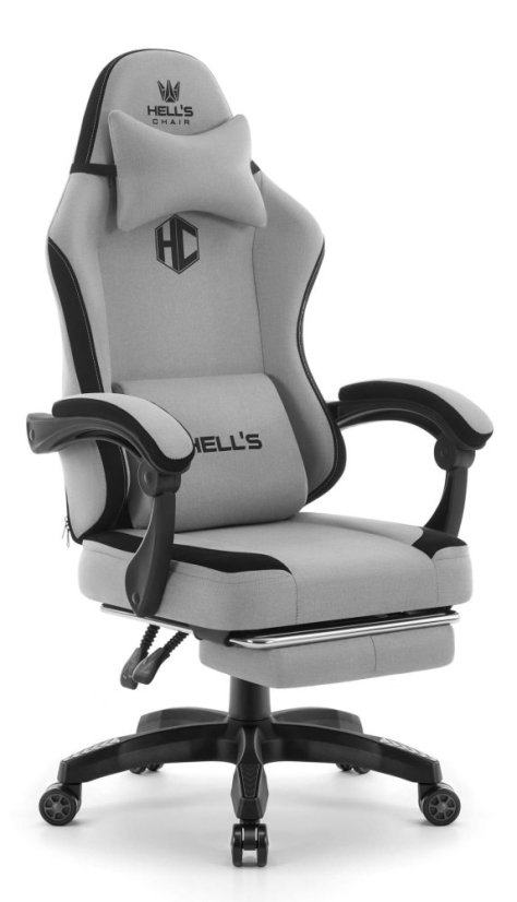 Sedia ergonomica da gioco e da ufficio HC-1016 con poggiapiedi - grigio
