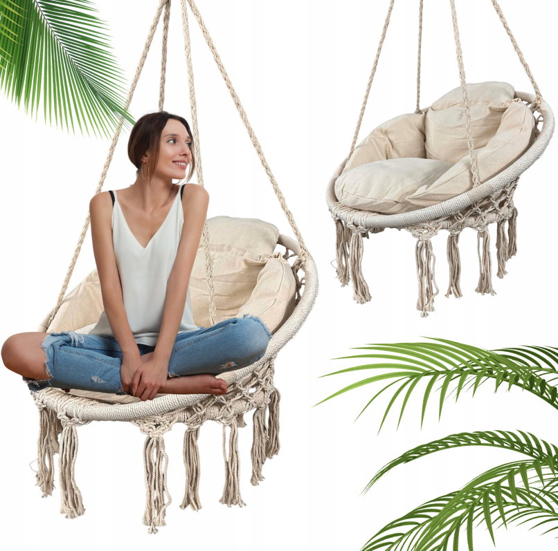 Závěsné křeslo s polštářkem - čapí hnízdo 80 cm