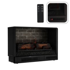Електрическа камина с ефект на пламък и дистанционно управление, 900/1800 W, черна