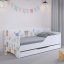 LILU Fehér gyerekágy háttámlával 160 x 80 cm - Állatos mintával