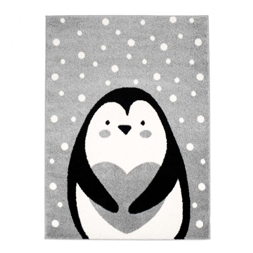 Tappeto per bambini grigio di qualità con pinguino