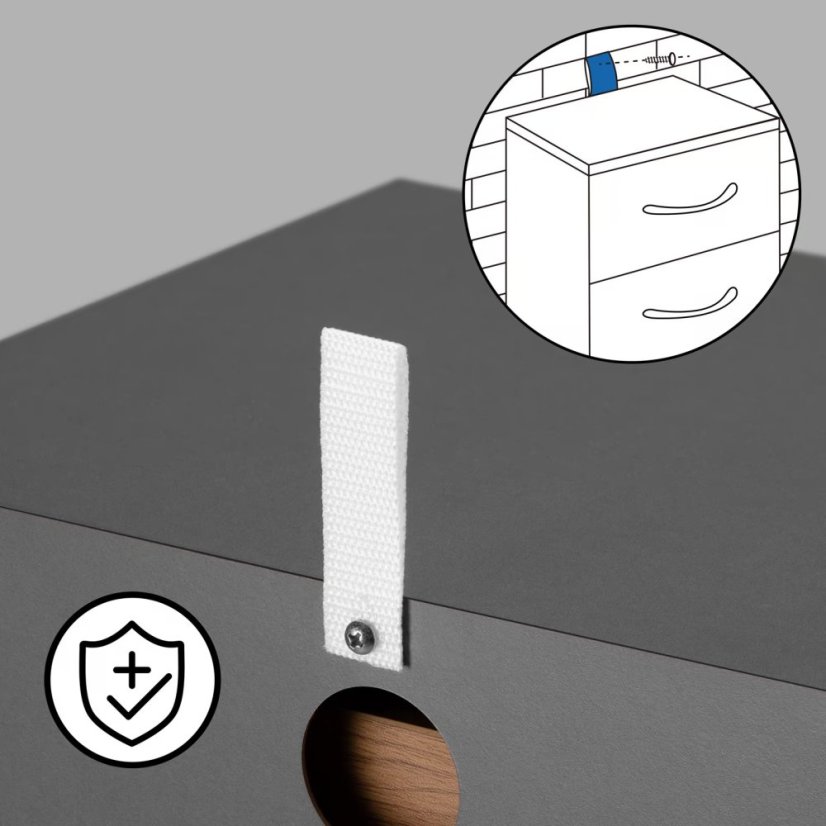 Eloise éjjeliszekrény - 2 darabos szett, 3 fiókos, 54 × 39 × 28 cm