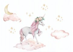 Adesivo da parete stile fiaba con unicorno XXL per bambina