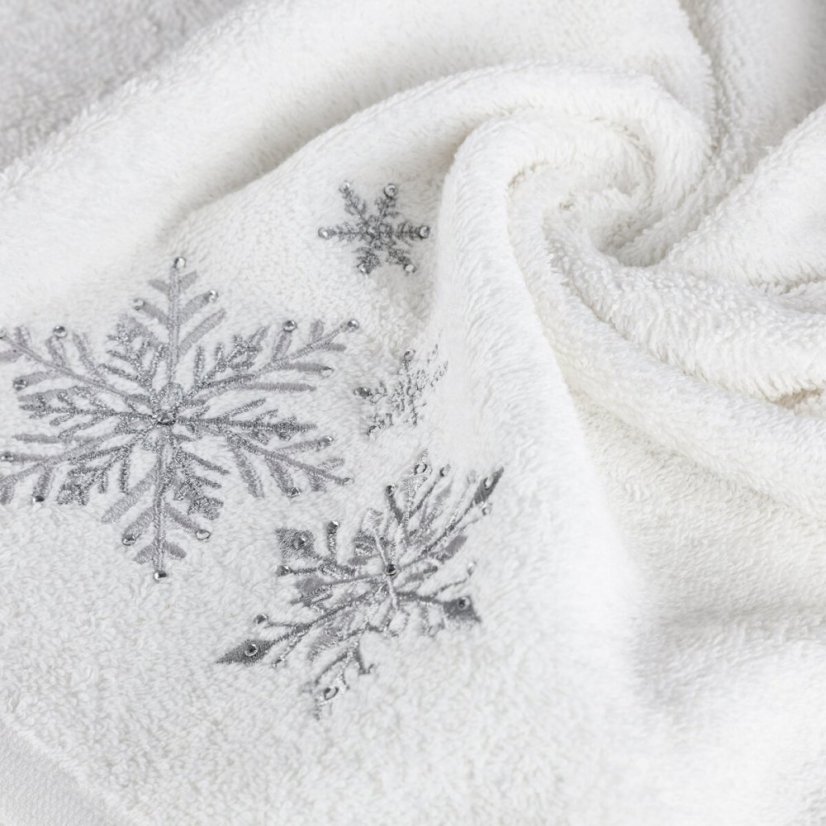 Bavlněný vánoční ručník s jemnou stříbrnou výšivkou