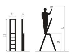 Alumínium létra 4 lépcsőfokkal, kapaszkodóval és 150 kg teherbírással