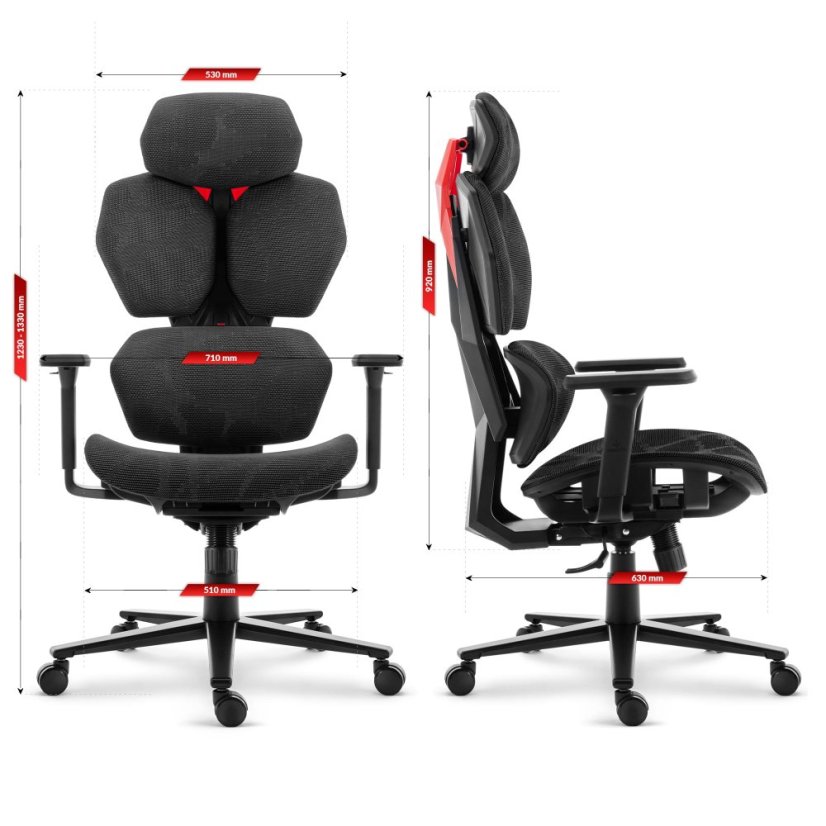 Ergonomická textilní otočná kancelářská židle - HC-1010 BLACK