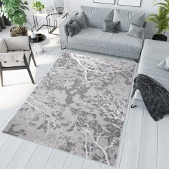 Tappeto semplice e moderno in grigio con motivo bianco
