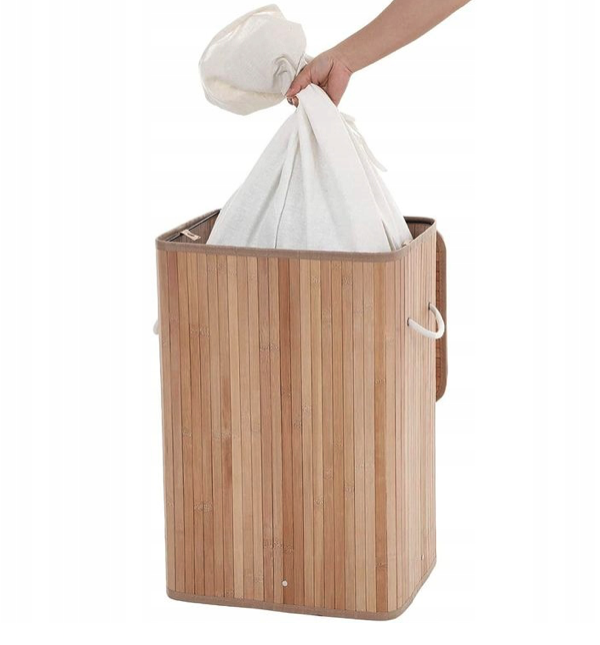 Veľký bambusový kôš na prádlo s vekom 72L