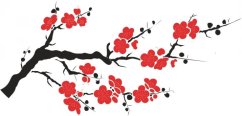 Adesivo murale per interni ramo con fiori in fiore