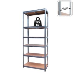 Kovový úložný regál se 6 policemi 222 x 110 x 50 cm