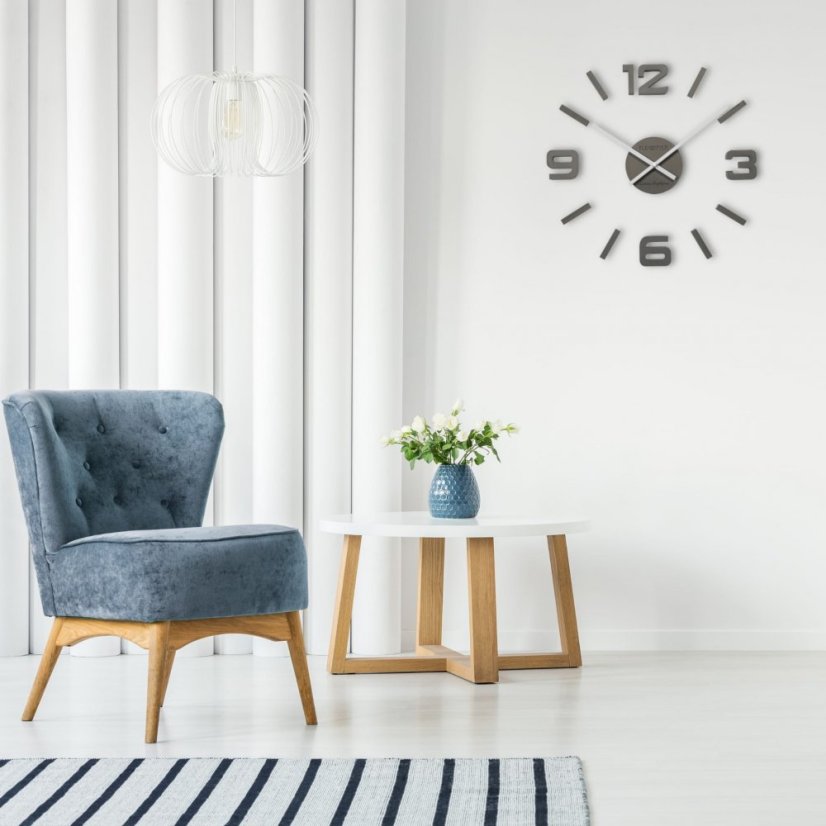 Moderné sivé nalepovacie hodiny 75 cm
