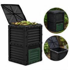 Zahradní kompostér na bioodpad o objemu 300 litrů – 61 x 61 x 83 cm, černý