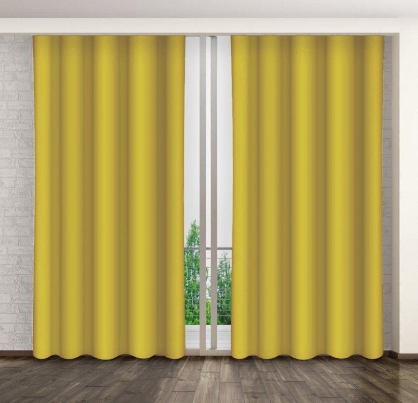 Žiarivý žltý dekoračný záves do spálne