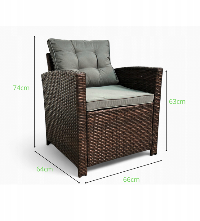 Set dvoch záhradných kresiel z technoratanu SFS020-SC - sivé + sivé vankúše