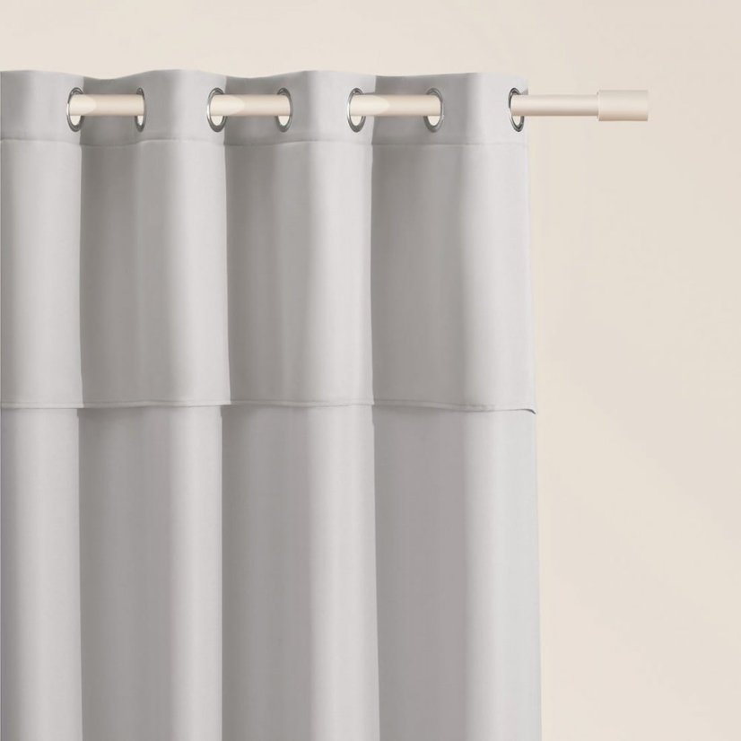 Svetlosivý záves Mia na strieborné kruhy 140 x 260 cm