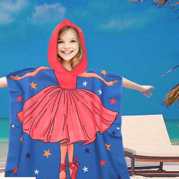 Detské plážové pončo s baletkou