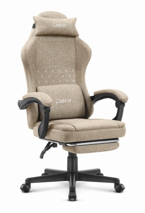 CABRO C503 dizajnerska gamerska stolica s osloncem za noge, do 150 kg, bež