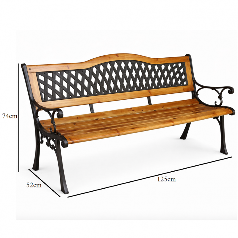 Odolná zahradní lavice s opěradlem 125 x 52 x 77 cm