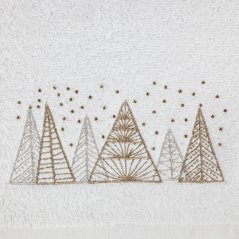 Weißes Baumwollhandtuch mit goldener Weihnachtsstickerei