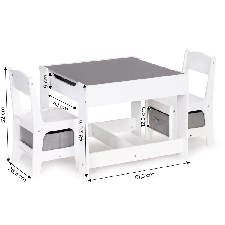 Set detského nábytku drevený stôl + 2 farebné stoličky