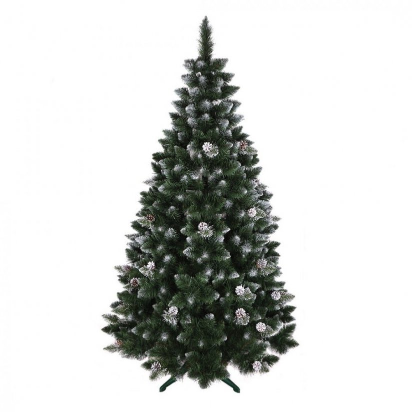 Razkošen božični bor z borovimi storži 220 cm