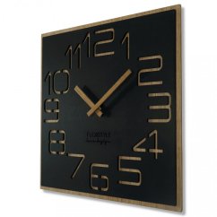 Modische Wanduhr in einer Kombination aus Holz und schwarzer Farbe, 40cm