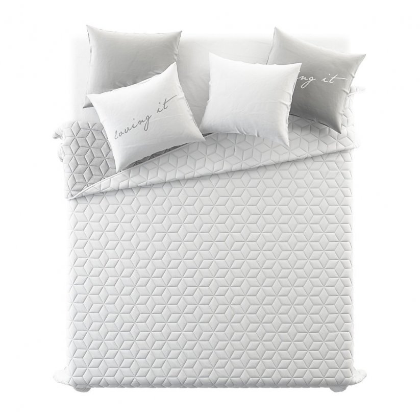 Fehér-szürke kétoldalas ágytakarók absztrakt mintával 220 x 240 cm
