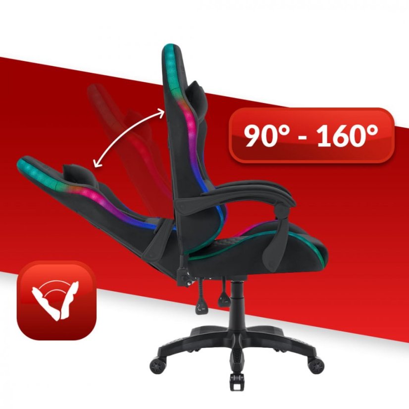 Gaming-Stuhl HC-1000 Schwarz LED RGB Stoff