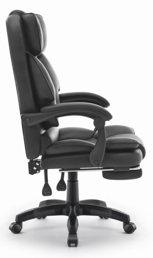 Ergonomická kancelárska stolička HC-1031 z ekokože s podnožkou - čierna