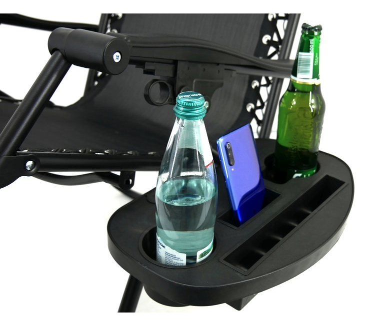 Záhradné lehátko s držiakom a vakúšom v sivej farbe 