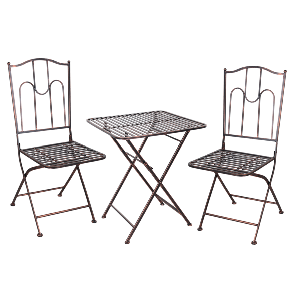 Gartenmöbel, Tisch + Stühle - antike Bronze
