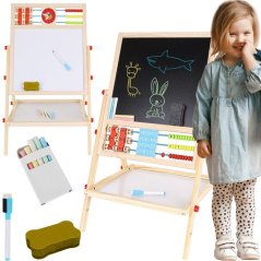 Tablă educațională din lemn dublă față 6 în 1 pentru copii cu accesorii