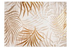 Designer-Teppich mit exotischen Blättern in Beige GOLDEN