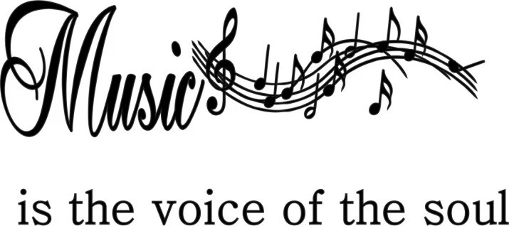 Autocolant de perete inscripție MUSIC IS THE VOICE OF THE SOUL
