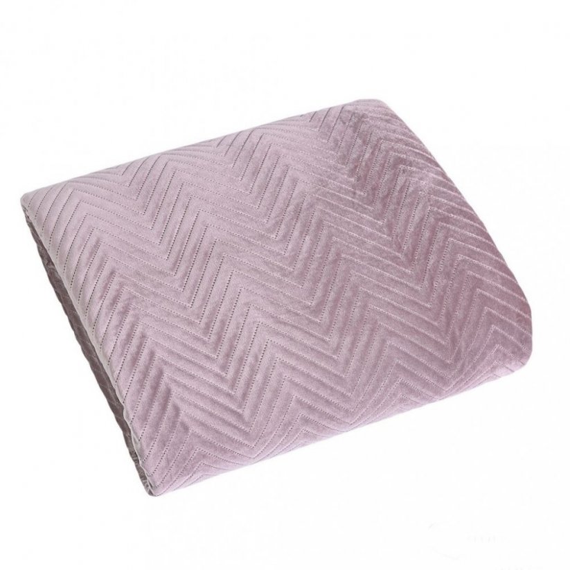 Dekoračný obojstranný prehoz na posteľ púdrovo ružovej farby