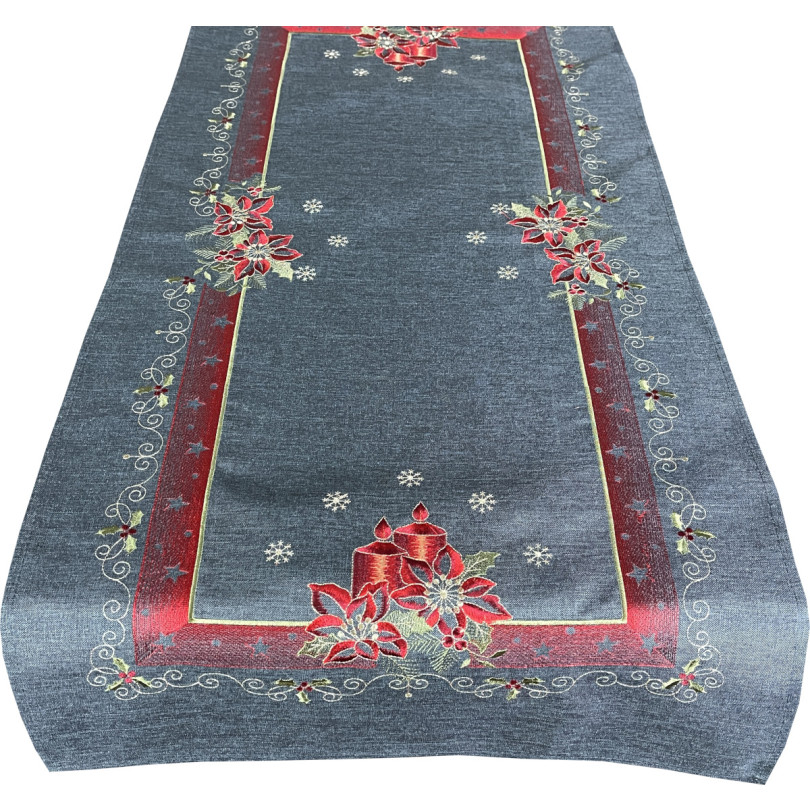 Vánoční šedý šátek s výšivkou