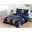 Mikroplyšové posteľné obliečky modrej farby s rastlinným motívom 