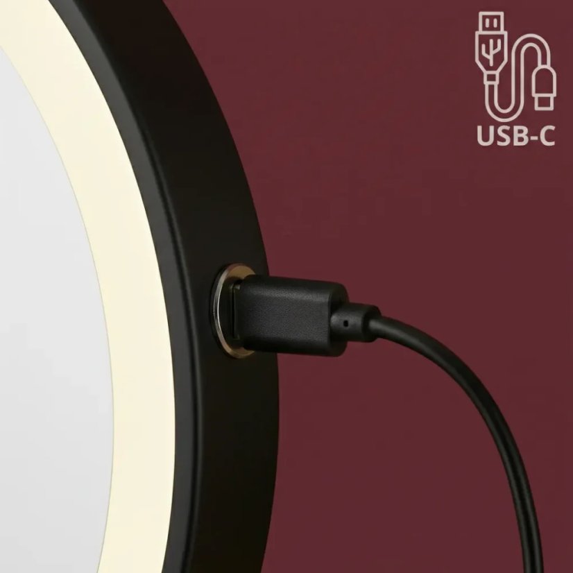 Oglindă de machiaj cu LED-uri, montată pe perete, cu braț extensibil