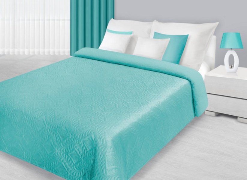 Kvalitné prehozy na posteľ v mentolovej farbe