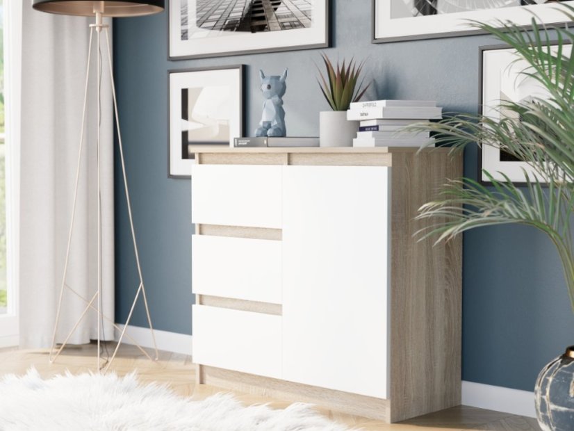 Komoda R-80-S3 se zásuvkami 80 cm - různé barevné varianty - Barva produktu: antracit mix bílá