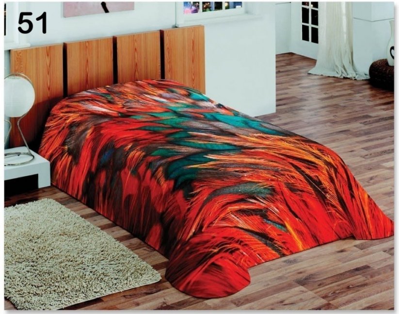 Червени одеяла за легло за деца с мотив на пера