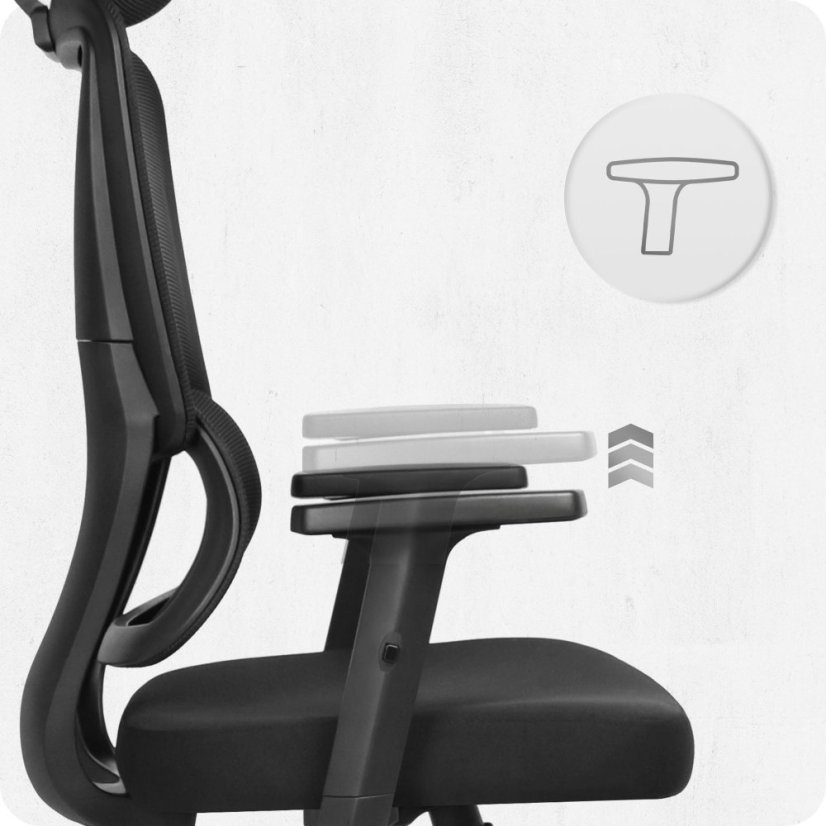 CABRO C506 scaun de birou ergonomic cu tetieră și suport lombar, până la 150 kg, negru