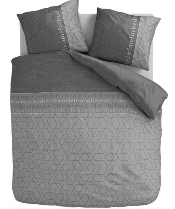 Skandinavska siva posteljina s natpisom 160 x 200 cm