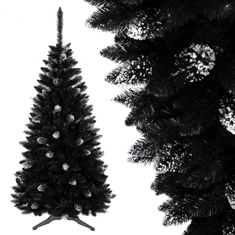 Albero di Natale nero con decorazioni 220 cm