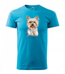 Висококачествена мъжка тениска от памук с щампа на куче от породата йоркширски териер