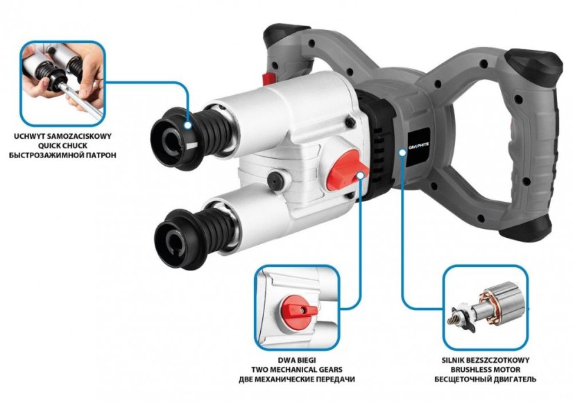 Dvojité stavebné miešadlo 58GE129 GRAPHITE